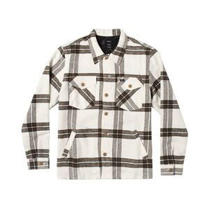 RVCA Men's Checkered Shirt Jacket in Brown and Cream